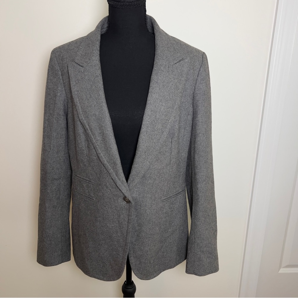Anne Taylor LOFT Women's Wool Blend Charcoal Grey Blazer Size 12